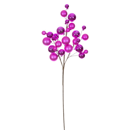 VIC-N254159 - 30" Hot Pink Mat Shiny Ball Ornament Spray 1-2" - Vickerman