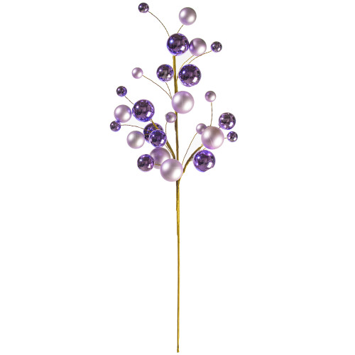 VIC-N254186 - 30" Lavender Mat Shiny Ball Ornament Spray 1-2" - Vickerman
