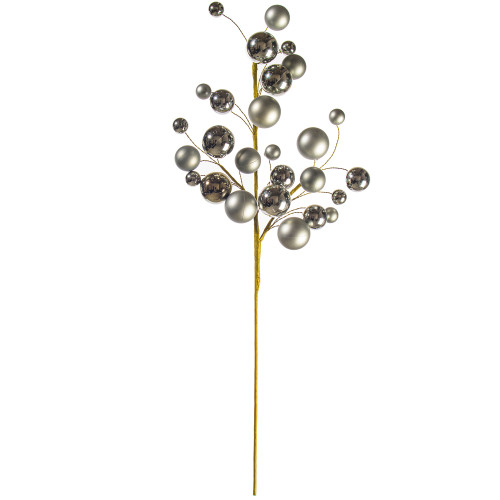 VIC-N254187 - 30" Pewter Matt Shiny Ball Ornament Spray 1-2" - Vickerman
