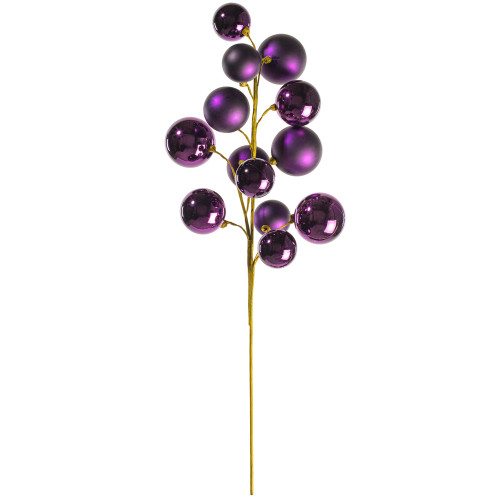 VIC-N254326 - 30" Plum Matte Shiny Ball Ornament Spray 2-3" - Vickerman
