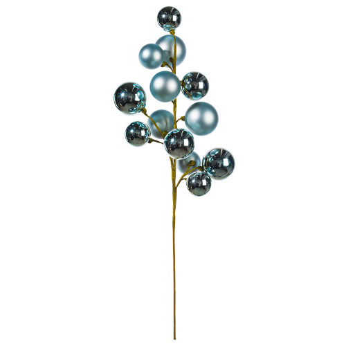 VIC-N254332 - 30" Baby Blue Mat Shiny Ball Ornament Spray 2-3" - Vickerman