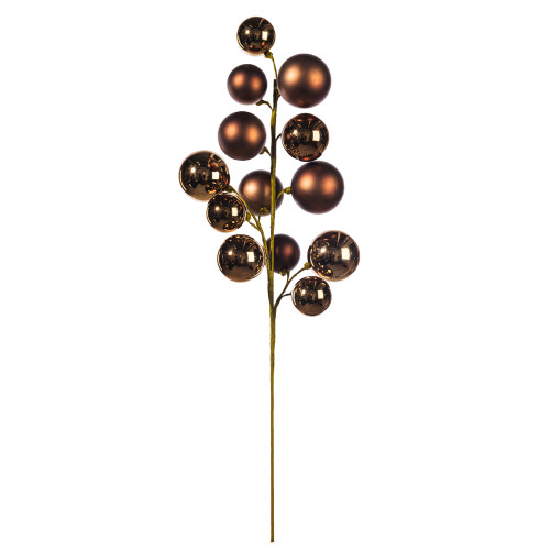 VIC-N254376 - 30" Mocha Matt Shiny Ball Ornament Spray 2-3" - Vickerman