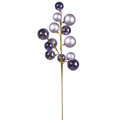 VIC-N254386 - 30" Lavender Mat Shiny Ball Ornament Spray 2-3" - Vickerman