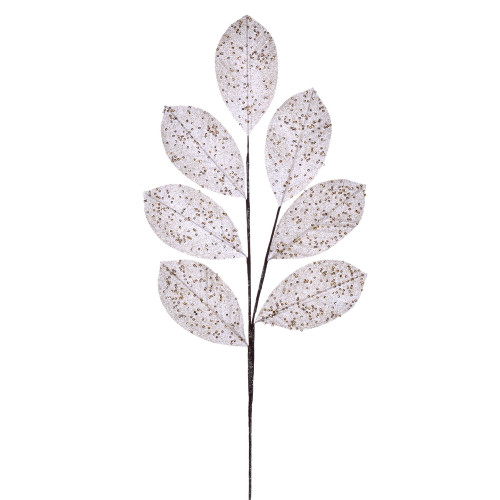 VIC-QG211911 - 27" Cream Glitter Leaf Spray, 4-Pack - Vickerman