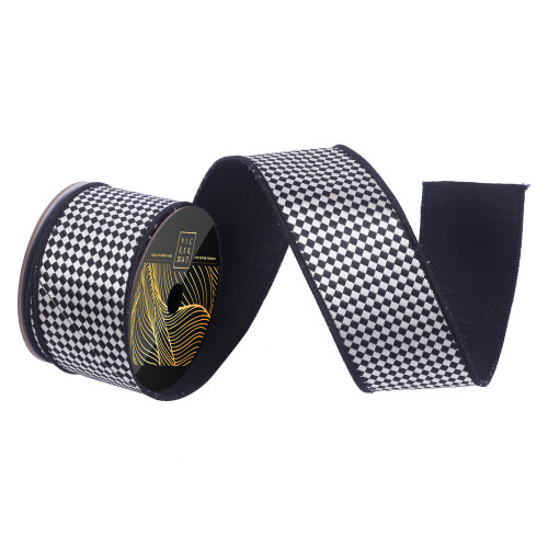 VIC-QK250517 - 2.5"x10yd Blk/Whte Diagonal Checkerboard - Vickerman