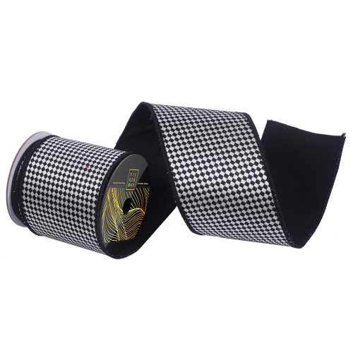 VIC-QK250617 - 4"x10yd Black/Whte Diagonal Checkerboard - Vickerman