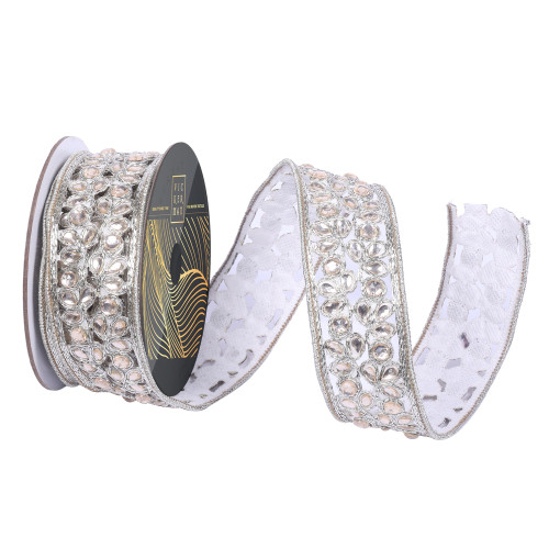 VIC-QK250738 - 1.75"x10yd Champgne Die Cut Jewel Ribbon - Vickerman