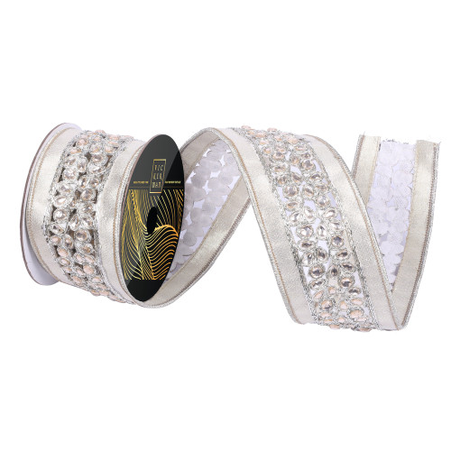 VIC-QK250838 - 2.5"x5yd Champagne Die Cut Jewel Center - Vickerman