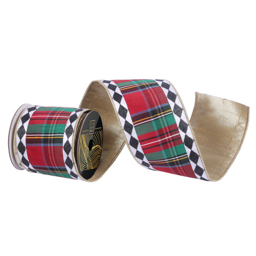 VIC-QK252900 - 4"x10yd Multi Tartan Black White Diamond - Vickerman
