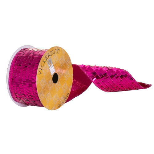 VIC-QY231560 - 2.5"X10Y Fuchsia Rectangle Sequin Ribbon - Vickerman