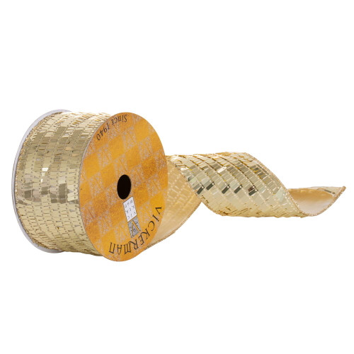 VIC-QY231575 - 2.5"X10Y Chmpgne Rectangle Sequin Ribbon - Vickerman