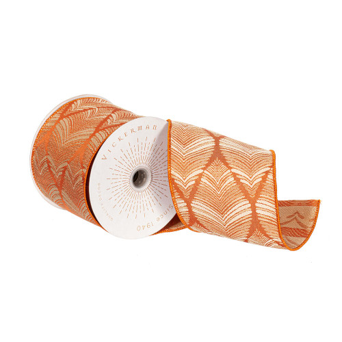 VIC-QY241120 - 4"x10yd Burnish Orange Champagne Feather - Vickerman