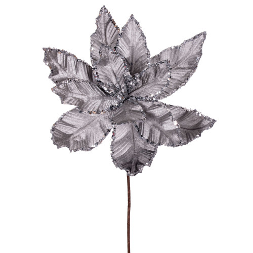 VIC-RG221307 - 24" Silver Velvet Poinsettia, 3-Pack - Vickerman