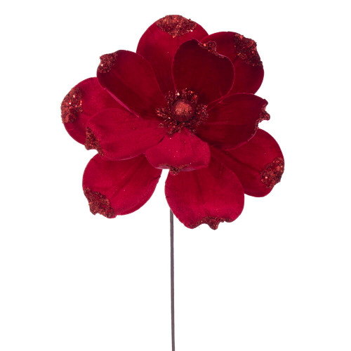 VIC-RG230903 - 21.5" Red Velvet Magnolia 13" Flower, 4-Pack - Vickerman