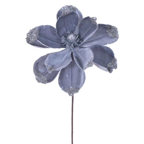 VIC-RG230907 - 21.5" Silver Velvet Magnolia 13" Flower, 4-Pack - Vickerman