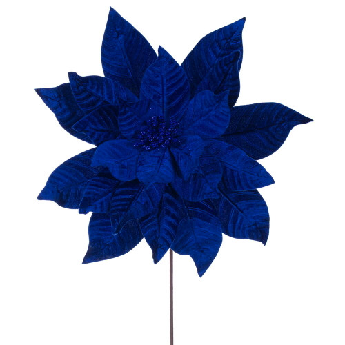 VIC-RG233102 - 21.5" Blue Poinsettia 18" Flower, 2-Pack - Vickerman