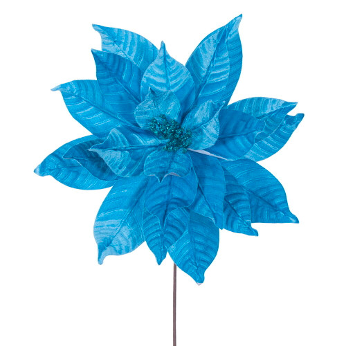 VIC-RG233112 - 21.5" Turquoise Poinsettia 18" Flower, 2-Pack - Vickerman