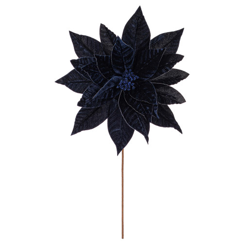 VIC-RG233131 - 21.5" Midnight Blue Poinsettia 18" Flower, 2-Pack - Vickerman