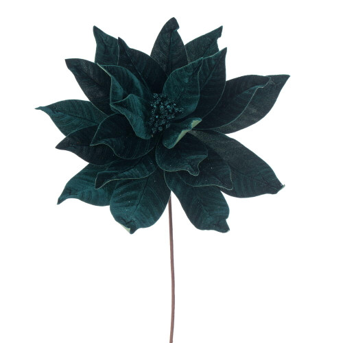 VIC-RG233174 - 21.5" Midnight Green Poinsettia 18" Flower, 2-Pack - Vickerman