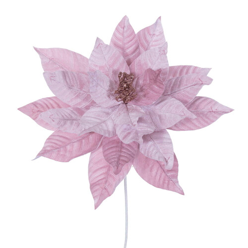 VIC-RG233179 - 21.5" Pink Poinsettia 18" Flower, 2-Pack - Vickerman