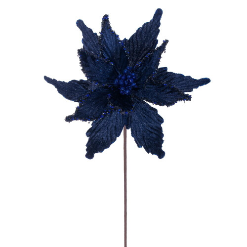 VIC-RG234931 - 21.5" Midnight Blue Poinsettia 12" Flower, 6-Pack - Vickerman