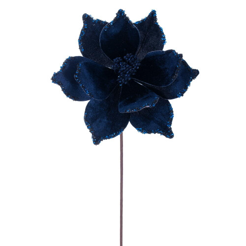 VIC-RG235931 - 21.5" Midnight Blue Poinsettia 10" Flower, 6-Pack - Vickerman