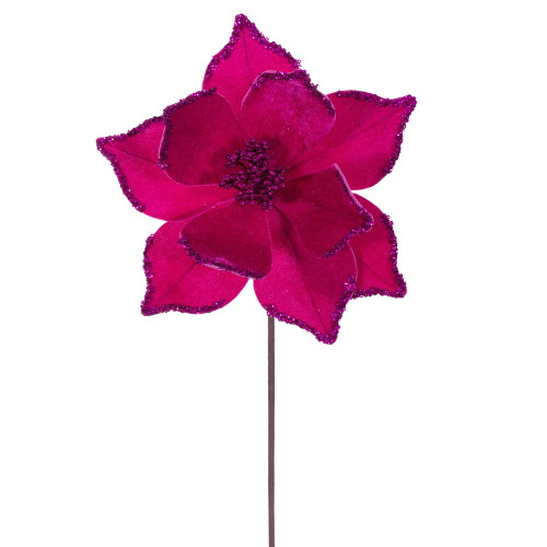 VIC-RG235959 - 21.5" Hot Pink Poinsettia 10" Flower, 6-Pack - Vickerman
