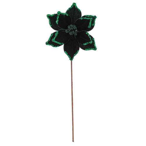 VIC-RG235974 - 21.5" Midnight Green Poinsettia 10" Flower, 6-Pack - Vickerman