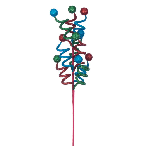 VIC-RG236383 - 24" Blue/Green/Red Curly Spray, 3-Pack - Vickerman