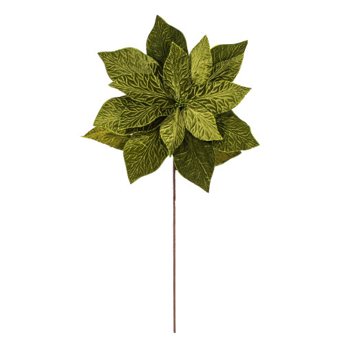VIC-RG237704 - 27.5" Green Poinsettia 24" Flower, 2-Pack - Vickerman