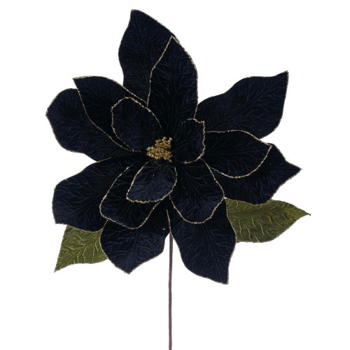 VIC-RG237717 - 27.5" Black Poinsettia 24" Flower, 2-Pack - Vickerman