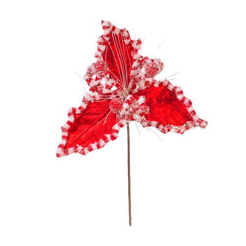 VIC-RG250303 - 20" Red/White Holly Leaf Curly Spray, 3-Pack - Vickerman