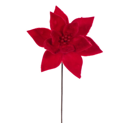 VIC-RG251103 - 20" Red Soft Poinsettia Stem, 3-Pack - Vickerman