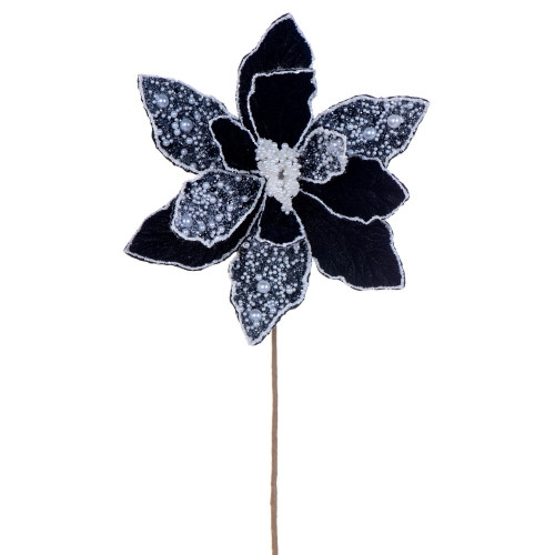 VIC-RG253117 - 17" Black Pearl Poinsettia 11" Flower, 2-Pack - Vickerman
