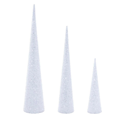 VIC-RIC230611 - 15"/24"/30" White Cone Tree 3/Assorted - Vickerman