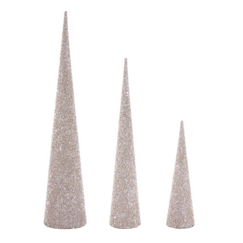VIC-RIC230638 - 15"/24"/30" Champagne Cone Tree 3/Assrtd - Vickerman