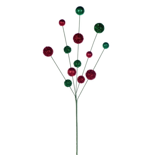 VIC-RPQ251702 - 28" Red/Green Glitter Ball Spray, 2-Pack - Vickerman