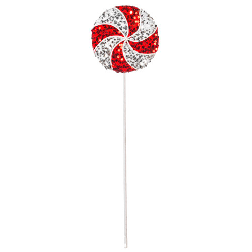 VIC-RPQ252321 - 21" Red/White Sequin Lollipop 2 Assorted/Set - Vickerman