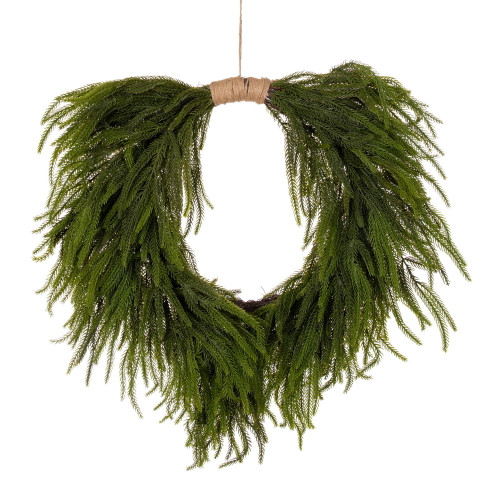 VIC-RS240524 - 24" Green Norfolk Pine Heart Wreath Jute - Vickerman
