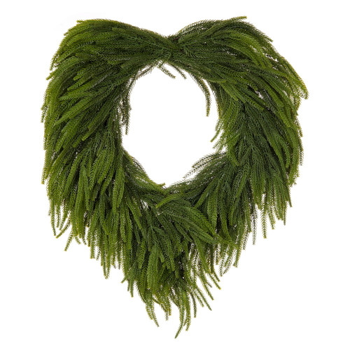VIC-RS240528 - 28" Green Norfolk Pine Heart Wreath - Vickerman