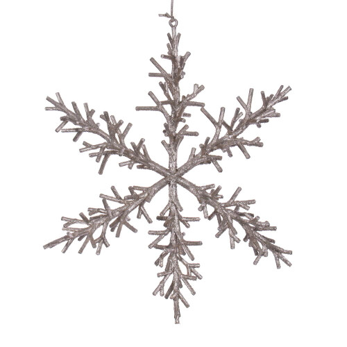 VIC-RV230638 - 12" Champagne Twig Snowflake Ornament, 3-Pack - Vickerman