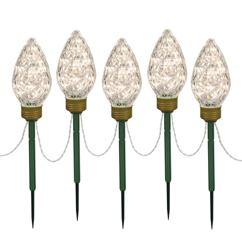 VIC-X106431 - 100 Lights x 8.5" LED Wm Wti C9 5Pc Stake 24"S - Vickerman