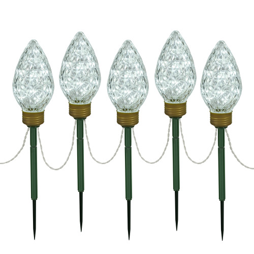 VIC-X106435 - 100 Lights x 8.5" LED Cool White C9 5Pc Stake 24" - Vickerman