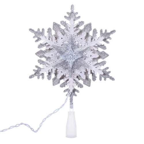 VIC-X222307 - 13.5" LED Silver-wht Snowflake Tree Top - Vickerman