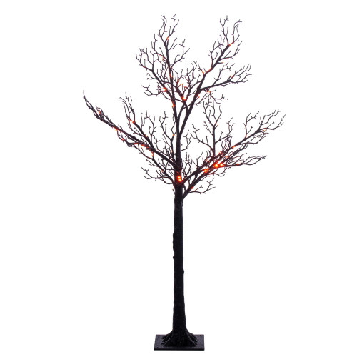 VIC-X231041LED - 4' Black Twig Tree 48 Purple/Orange LED - Vickerman