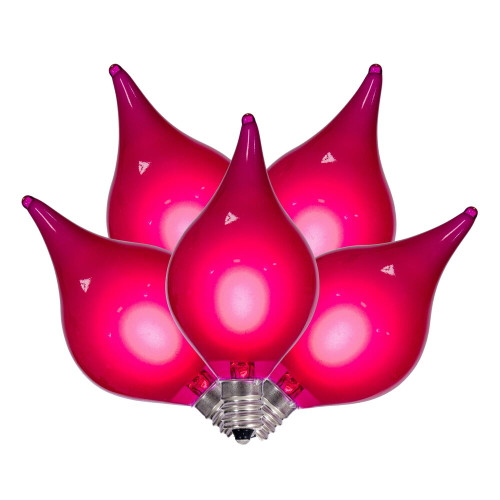 VIC-X231519 - 5Pk LED G45 Pink Glass Flame Tip Bulb - Vickerman