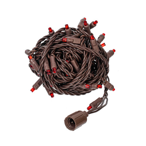 VIC-X6B6653STR - 50 Lights LED Red/Brown Wire WA Stretch Coax EC Set - Vickerman