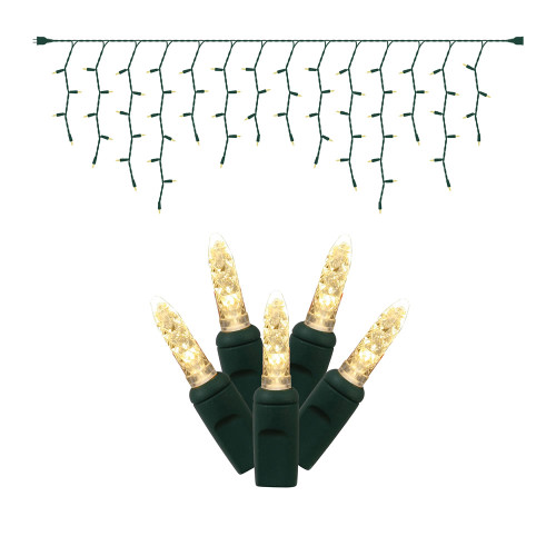 VIC-X6G3101 - 70 Lights LED Wm White/Green Wire M5 Icicle EC Set 9'L - Vickerman