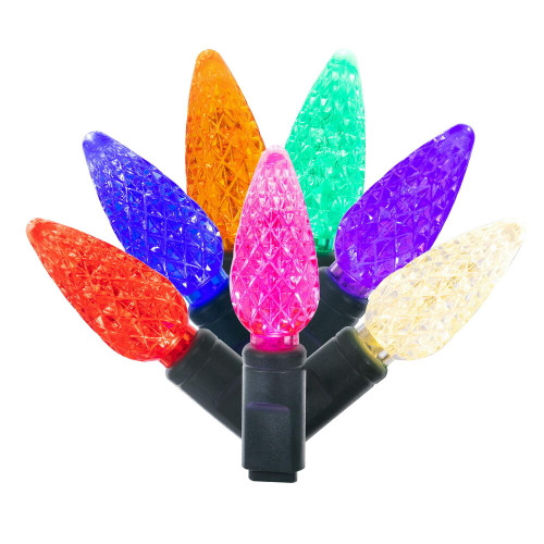 VIC-X6G8500PBG - 50 Lights LED Multi/Green Wire C6 EC Set 6"x25'L - Vickerman