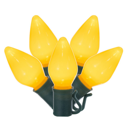 VIC-X8GC757 - 25 Lights LED C7 Yellow Ceramic Green Wire 8"Sp 16'L - Vickerman